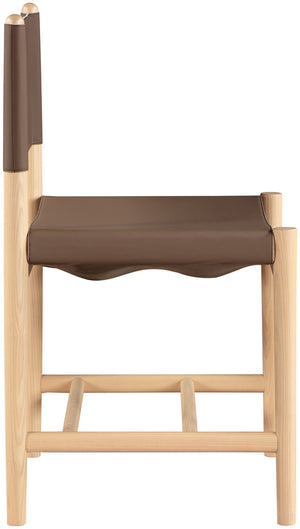 Meridian Furniture Rawlins Vegan Leather Dining Chair with Solid Ash Wood Frame for Modern Rooms Brown 11011 11011Brown-C