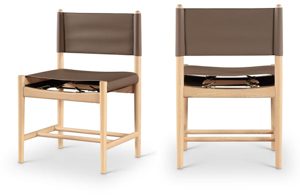 Meridian Furniture Rawlins Vegan Leather Dining Chair with Solid Ash Wood Frame for Modern Rooms Brown 11011 11011Brown-C