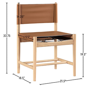 Meridian Furniture Rawlins Vegan Leather Dining Chair with Solid Ash Wood Frame for Modern Rooms Cognac 11011 11011Cognac-C