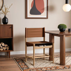 Meridian Furniture Rawlins Vegan Leather Dining Chair with Solid Ash Wood Frame for Modern Rooms Cognac 11011 11011Cognac-C