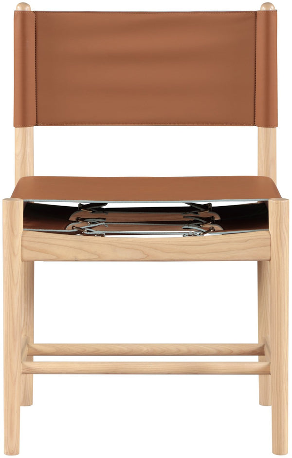Meridian Furniture Rawlins Vegan Leather Dining Chair with Solid Ash Wood Frame for Modern Rooms Cognac 11011 11011Cognac-C