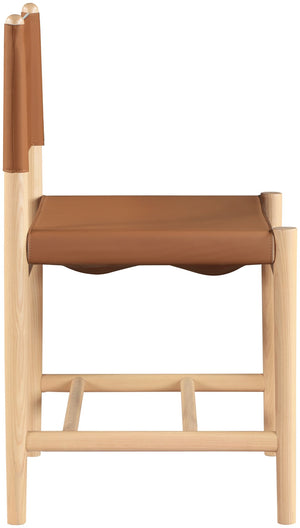 Meridian Furniture Rawlins Vegan Leather Dining Chair with Solid Ash Wood Frame for Modern Rooms Cognac 11011 11011Cognac-C