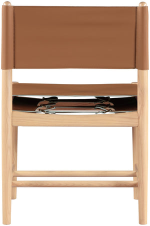 Meridian Furniture Rawlins Vegan Leather Dining Chair with Solid Ash Wood Frame for Modern Rooms Cognac 11011 11011Cognac-C