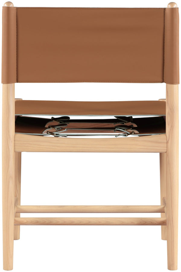 Meridian Furniture Rawlins Vegan Leather Dining Chair with Solid Ash Wood Frame for Modern Rooms Cognac 11011 11011Cognac-C