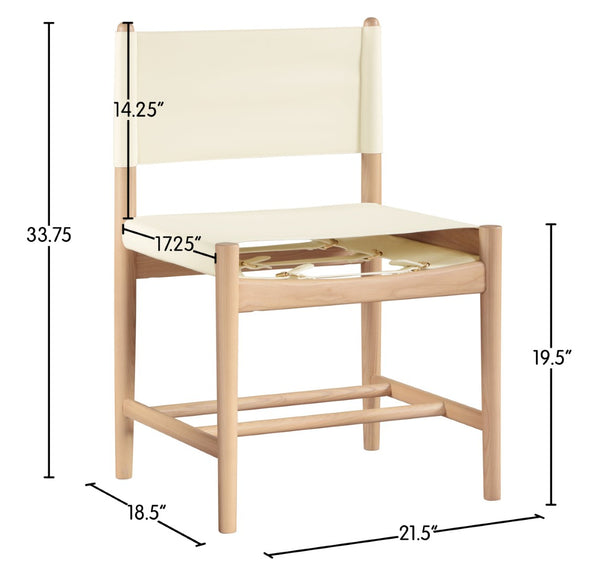 Meridian Furniture Rawlins Vegan Leather Dining Chair with Solid Ash Wood Frame for Modern Rooms Cream 11011 11011Cream-C