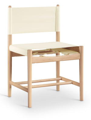 Meridian Furniture Rawlins Vegan Leather Dining Chair with Solid Ash Wood Frame for Modern Rooms Cream 11011 11011Cream-C