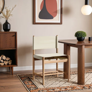 Meridian Furniture Rawlins Vegan Leather Dining Chair with Solid Ash Wood Frame for Modern Rooms Cream 11011 11011Cream-C