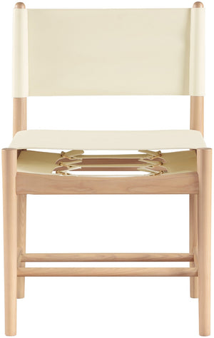 Meridian Furniture Rawlins Vegan Leather Dining Chair with Solid Ash Wood Frame for Modern Rooms Cream 11011 11011Cream-C