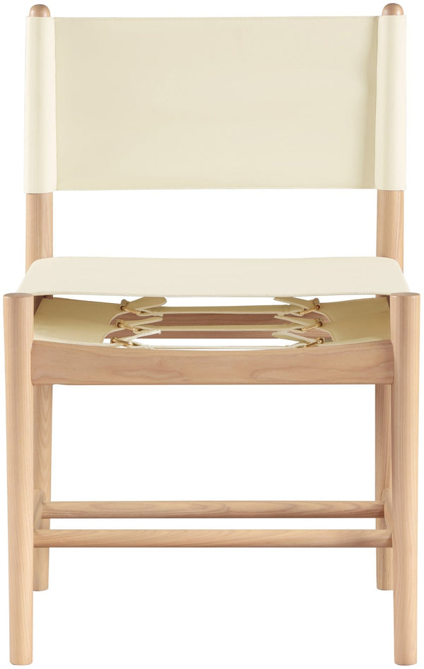 Meridian Furniture Rawlins Vegan Leather Dining Chair with Solid Ash Wood Frame for Modern Rooms Cream 11011 11011Cream-C