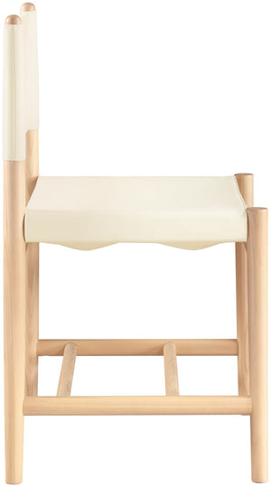 Meridian Furniture Rawlins Vegan Leather Dining Chair with Solid Ash Wood Frame for Modern Rooms Cream 11011 11011Cream-C
