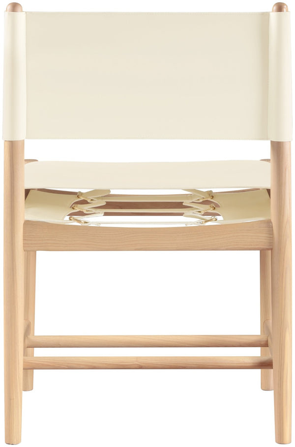 Meridian Furniture Rawlins Vegan Leather Dining Chair with Solid Ash Wood Frame for Modern Rooms Cream 11011 11011Cream-C