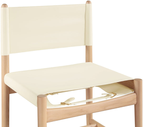 Meridian Furniture Rawlins Vegan Leather Dining Chair with Solid Ash Wood Frame for Modern Rooms Cream 11011 11011Cream-C