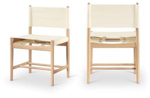 Meridian Furniture Rawlins Vegan Leather Dining Chair with Solid Ash Wood Frame for Modern Rooms Cream 11011 11011Cream-C