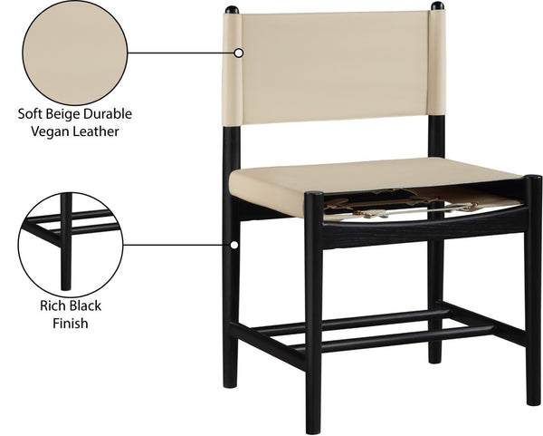 Meridian Furniture Rawlins Vegan Leather Dining Chair with Solid Ash Wood Frame for Modern Rooms Beige 11012 11012Beige-C