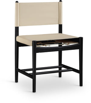 Meridian Furniture Rawlins Vegan Leather Dining Chair with Solid Ash Wood Frame for Modern Rooms Beige 11012 11012Beige-C