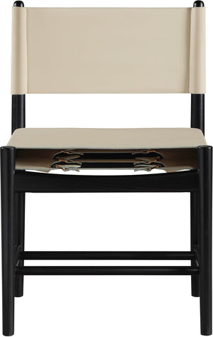 Meridian Furniture Rawlins Vegan Leather Dining Chair with Solid Ash Wood Frame for Modern Rooms Beige 11012 11012Beige-C