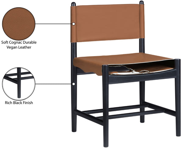 Meridian Furniture Rawlins Vegan Leather Dining Chair with Solid Ash Wood Frame for Modern Rooms Cognac 11012 11012Cognac-C