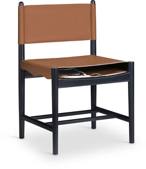 Meridian Furniture Rawlins Vegan Leather Dining Chair with Solid Ash Wood Frame for Modern Rooms Cognac 11012 11012Cognac-C