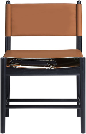 Meridian Furniture Rawlins Vegan Leather Dining Chair with Solid Ash Wood Frame for Modern Rooms Cognac 11012 11012Cognac-C