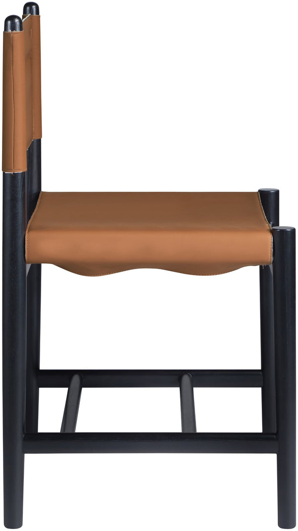 Meridian Furniture Rawlins Vegan Leather Dining Chair with Solid Ash Wood Frame for Modern Rooms Cognac 11012 11012Cognac-C