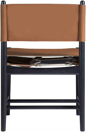 Meridian Furniture Rawlins Vegan Leather Dining Chair with Solid Ash Wood Frame for Modern Rooms Cognac 11012 11012Cognac-C