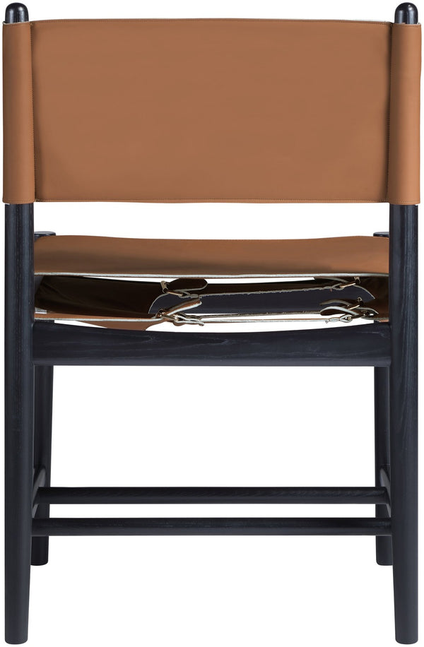 Meridian Furniture Rawlins Vegan Leather Dining Chair with Solid Ash Wood Frame for Modern Rooms Cognac 11012 11012Cognac-C
