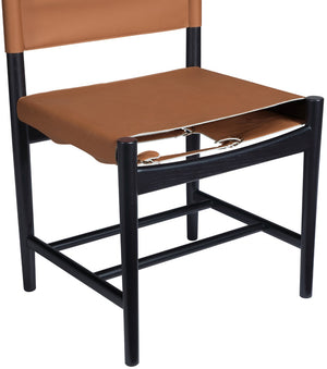 Meridian Furniture Rawlins Vegan Leather Dining Chair with Solid Ash Wood Frame for Modern Rooms Cognac 11012 11012Cognac-C