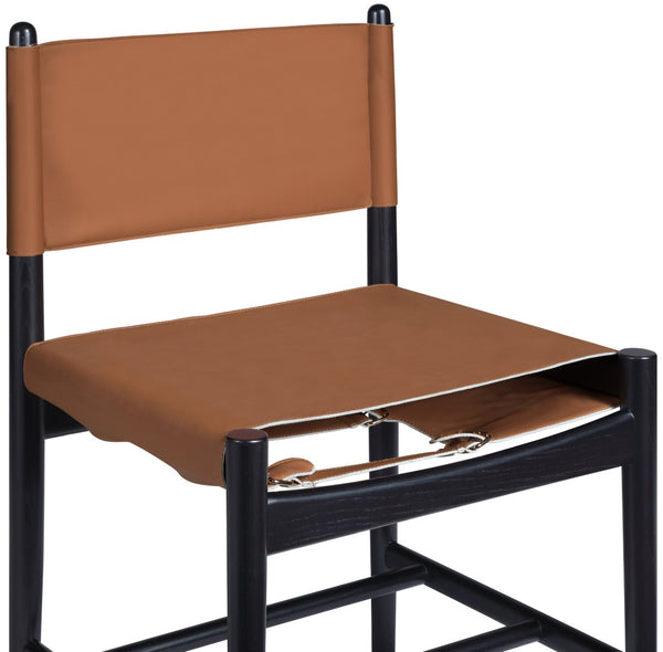 Meridian Furniture Rawlins Vegan Leather Dining Chair with Solid Ash Wood Frame for Modern Rooms Cognac 11012 11012Cognac-C