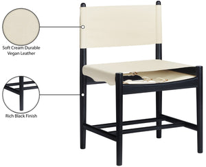 Meridian Furniture Rawlins Vegan Leather Dining Chair with Solid Ash Wood Frame for Modern Rooms Cream 11012 11012Cream-C