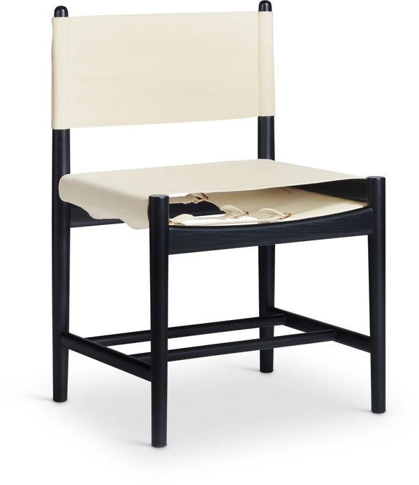 Meridian Furniture Rawlins Vegan Leather Dining Chair with Solid Ash Wood Frame for Modern Rooms Cream 11012 11012Cream-C