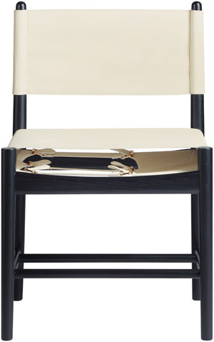 Meridian Furniture Rawlins Vegan Leather Dining Chair with Solid Ash Wood Frame for Modern Rooms Cream 11012 11012Cream-C