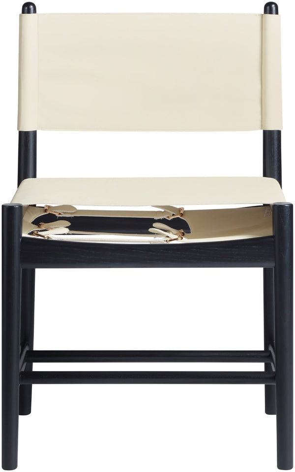 Meridian Furniture Rawlins Vegan Leather Dining Chair with Solid Ash Wood Frame for Modern Rooms Cream 11012 11012Cream-C