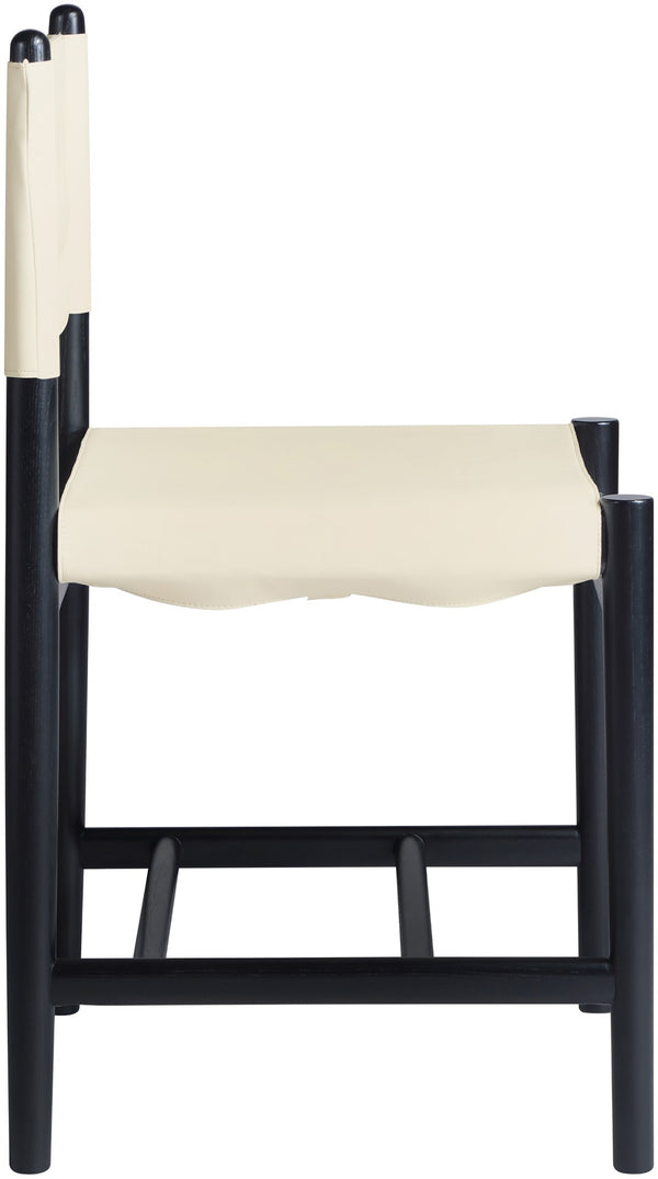Meridian Furniture Rawlins Vegan Leather Dining Chair with Solid Ash Wood Frame for Modern Rooms Cream 11012 11012Cream-C