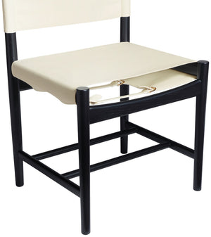 Meridian Furniture Rawlins Vegan Leather Dining Chair with Solid Ash Wood Frame for Modern Rooms Cream 11012 11012Cream-C