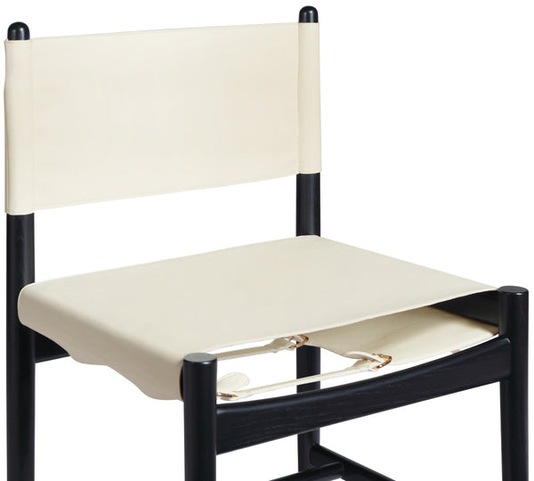 Meridian Furniture Rawlins Vegan Leather Dining Chair with Solid Ash Wood Frame for Modern Rooms Cream 11012 11012Cream-C