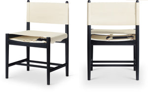 Meridian Furniture Rawlins Vegan Leather Dining Chair with Solid Ash Wood Frame for Modern Rooms Cream 11012 11012Cream-C