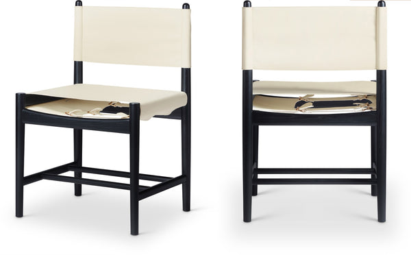 Meridian Furniture Rawlins Vegan Leather Dining Chair with Solid Ash Wood Frame for Modern Rooms Cream 11012 11012Cream-C