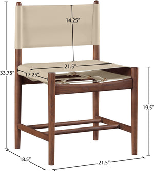 Meridian Furniture Rawlins Vegan Leather Dining Chair with Solid Ash Wood Frame for Modern Rooms Beige 11013 11013Beige-C