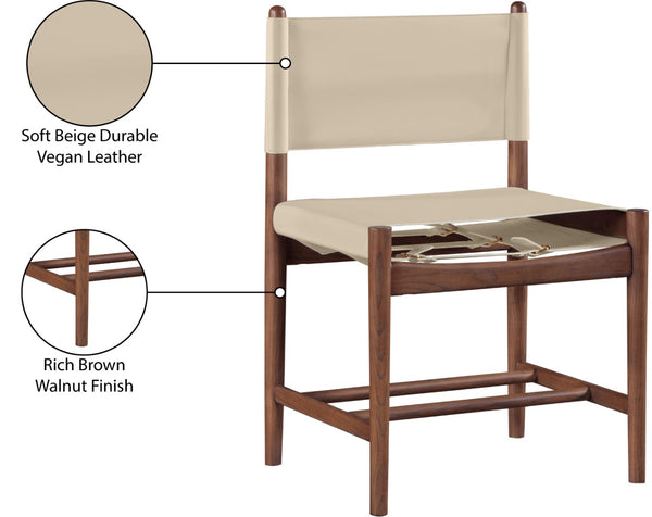 Meridian Furniture Rawlins Vegan Leather Dining Chair with Solid Ash Wood Frame for Modern Rooms Beige 11013 11013Beige-C