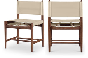 Meridian Furniture Rawlins Vegan Leather Dining Chair with Solid Ash Wood Frame for Modern Rooms Beige 11013 11013Beige-C