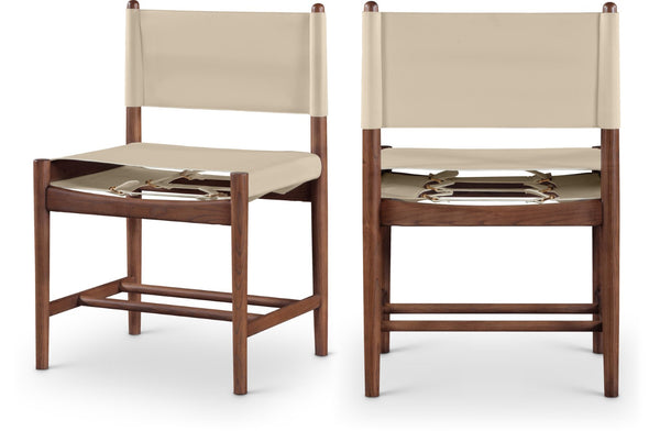 Meridian Furniture Rawlins Vegan Leather Dining Chair with Solid Ash Wood Frame for Modern Rooms Beige 11013 11013Beige-C