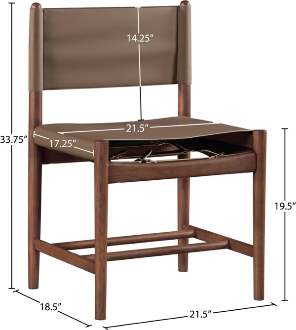 Meridian Furniture Rawlins Vegan Leather Dining Chair with Solid Ash Wood Frame for Modern Rooms Brown 11013 11013Brown-C