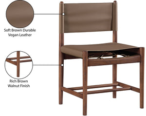 Meridian Furniture Rawlins Vegan Leather Dining Chair with Solid Ash Wood Frame for Modern Rooms Brown 11013 11013Brown-C