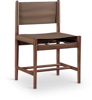 Meridian Furniture Rawlins Vegan Leather Dining Chair with Solid Ash Wood Frame for Modern Rooms Brown 11013 11013Brown-C