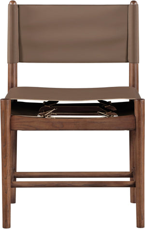 Meridian Furniture Rawlins Vegan Leather Dining Chair with Solid Ash Wood Frame for Modern Rooms Brown 11013 11013Brown-C