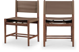 Meridian Furniture Rawlins Vegan Leather Dining Chair with Solid Ash Wood Frame for Modern Rooms Brown 11013 11013Brown-C