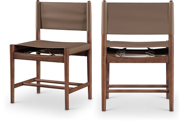 Meridian Furniture Rawlins Vegan Leather Dining Chair with Solid Ash Wood Frame for Modern Rooms Brown 11013 11013Brown-C
