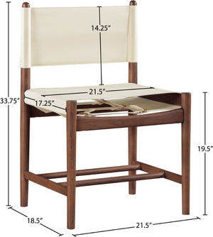 Meridian Furniture Rawlins Vegan Leather Dining Chair with Solid Ash Wood Frame for Modern Rooms Cream 11013 11013Cream-C