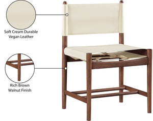 Meridian Furniture Rawlins Vegan Leather Dining Chair with Solid Ash Wood Frame for Modern Rooms Cream 11013 11013Cream-C