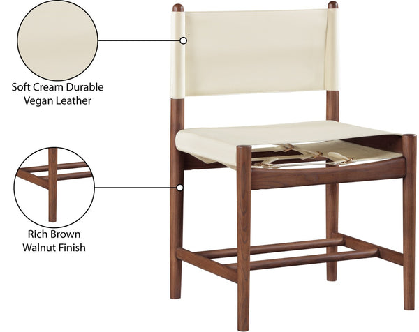 Meridian Furniture Rawlins Vegan Leather Dining Chair with Solid Ash Wood Frame for Modern Rooms Cream 11013 11013Cream-C